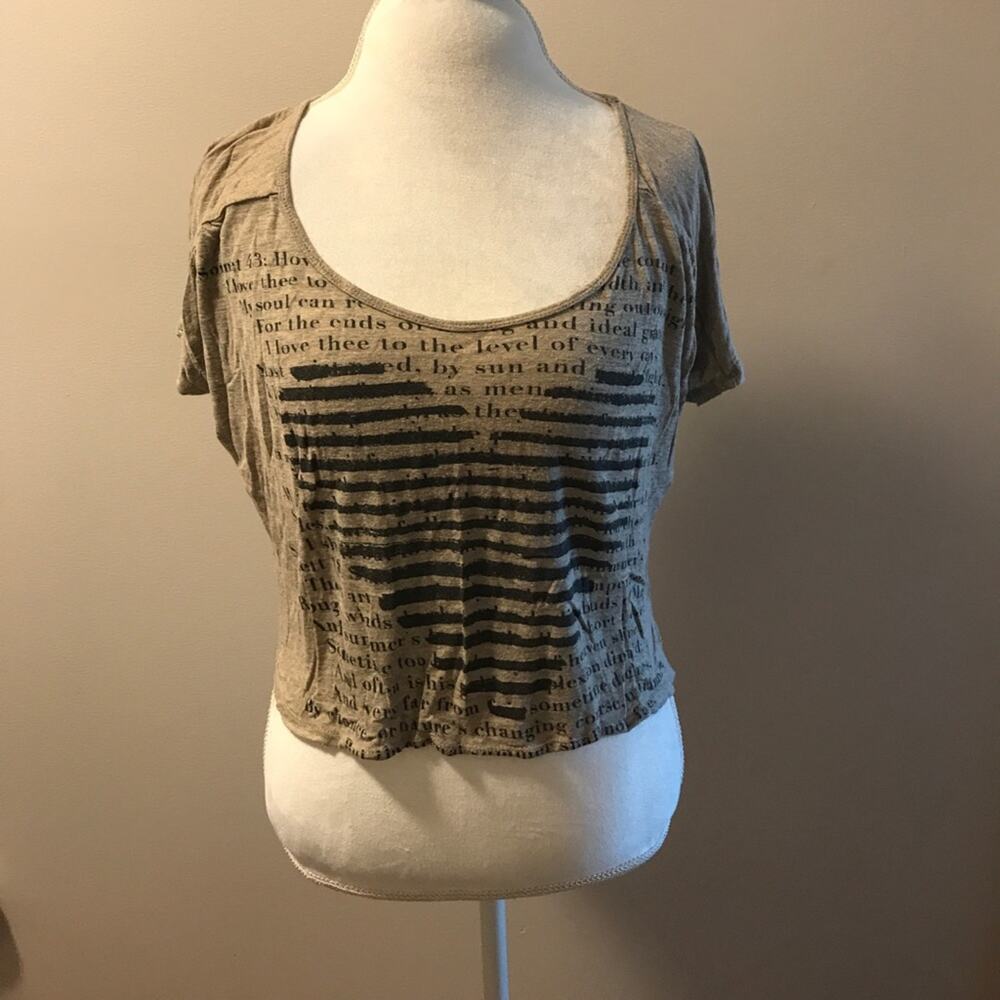 Cali Luv Gray Graphic Tee American Flag Relaxed Off Shoulder T-Shirt Juniors L